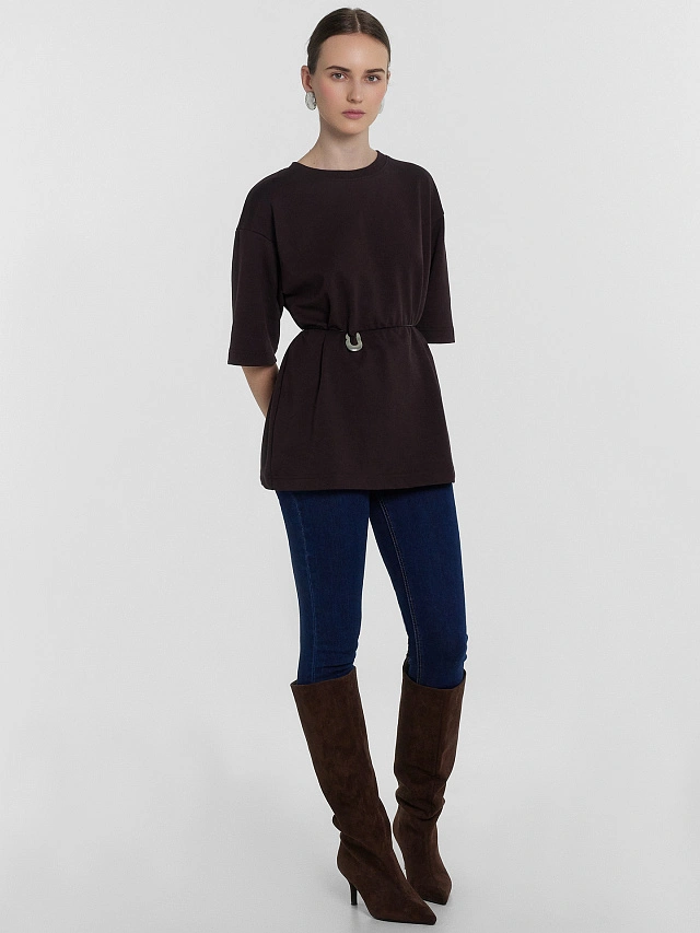 Футболка женская оверсайз черная - 5