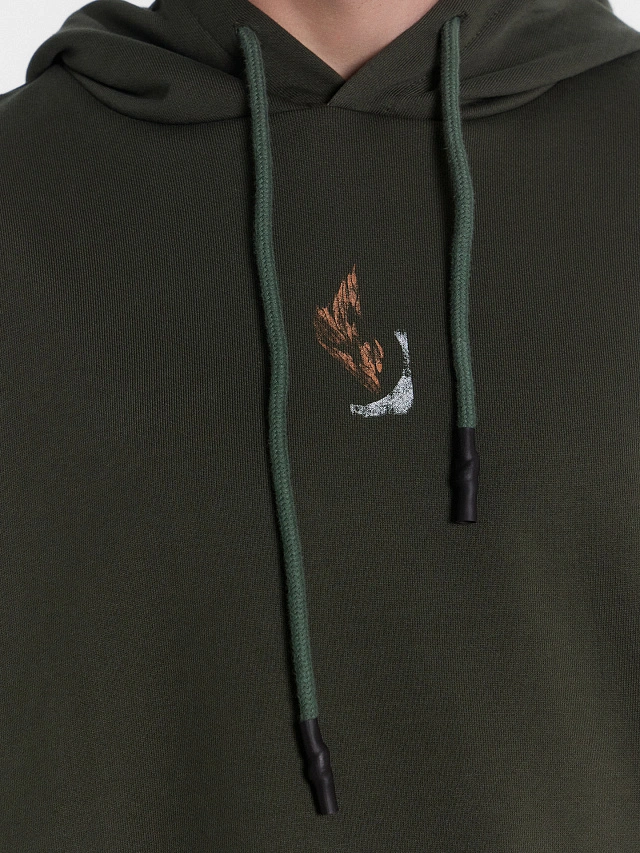 Худи мужское хаки с принтом - 5