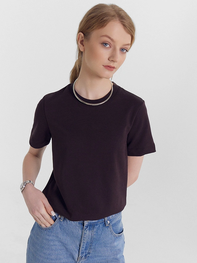 Футболка женская коричневая - 5