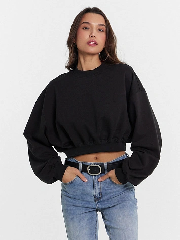 Свитшот женский укороченный черный