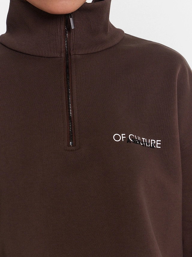 Толстовка женская коричневая с надписью "a new style of culture" - 4