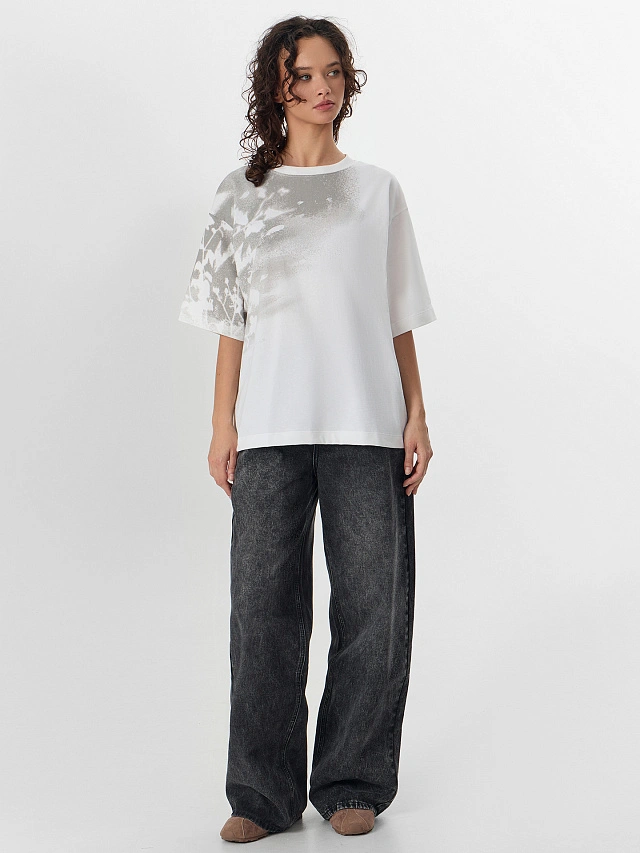 Футболка оверсайз женская белая с принтом - 4