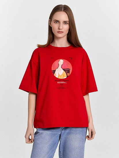картинка Футболка женская красная с принтом из коллекции Art u wear (Mark Formelle & National art museum) от магазина стильной одежды Mark Formelle