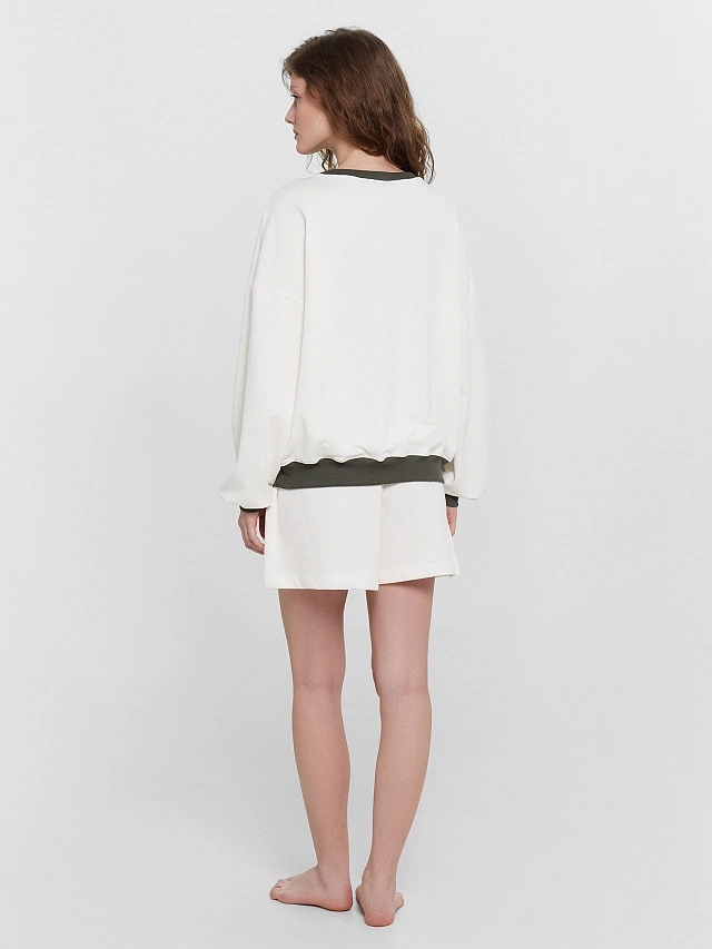 Комплект домашний кремовый с принтом и надписью "creative department" - 4