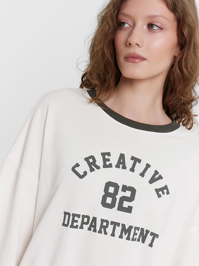 Комплект домашний кремовый с принтом и надписью "creative department" - 7