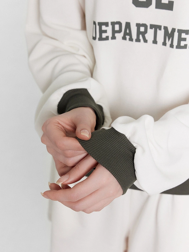 Комплект домашний кремовый с принтом и надписью "creative department" - 8