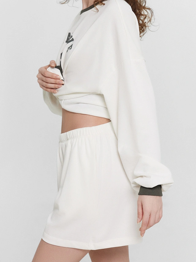 Комплект домашний кремовый с принтом и надписью "creative department" - 12