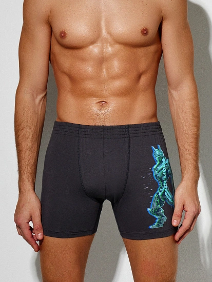 картинка Трусы боксеры мужские удлиненные серые с принтом  от магазина мужской одежды Mark Formelle