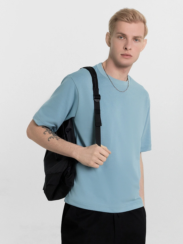 Футболка мужская голубая - 6