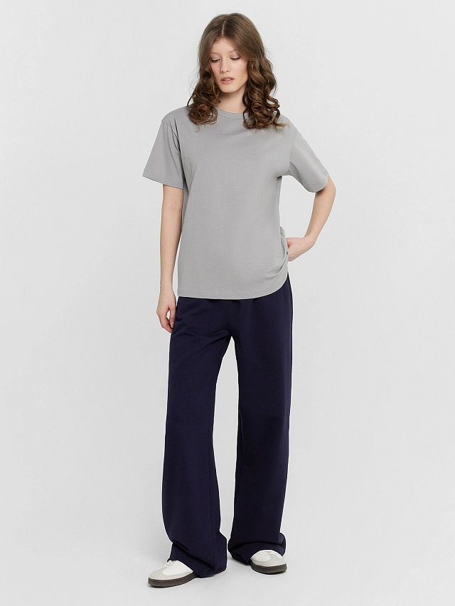 Футболка женская серая оверсайз - 4