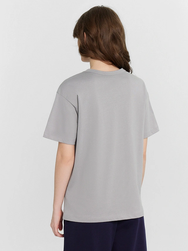 Футболка женская серая оверсайз - 3