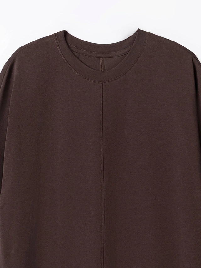 Платье женское коричневое длинное свободного силуэта - 6