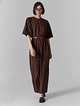 Платье женское коричневое длинное свободного силуэта