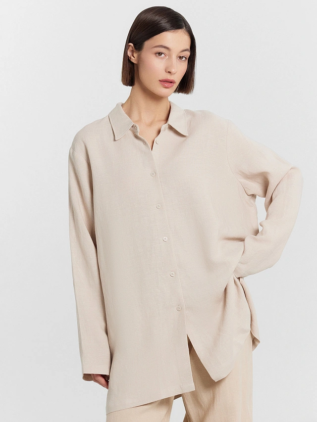 Рубашка женская кремовая - 2