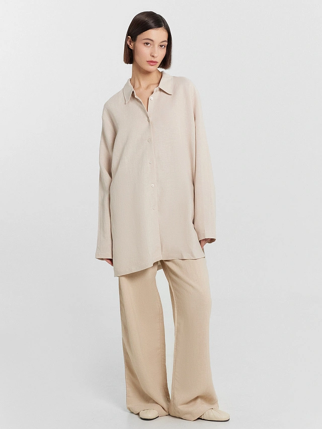 Рубашка женская кремовая - 4