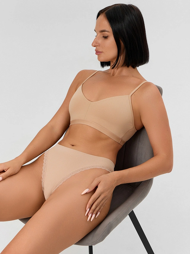 Трусы бразилиана женские бежевые - 8