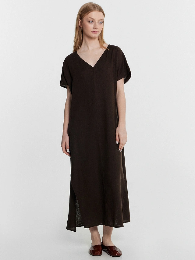 Платье домашнее женское коричневое - 3