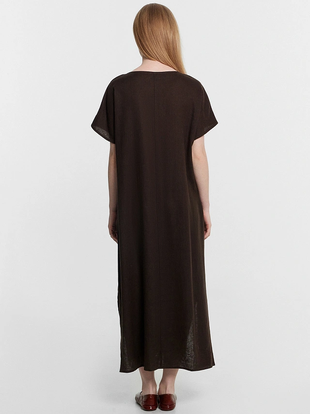 Платье домашнее женское коричневое - 4