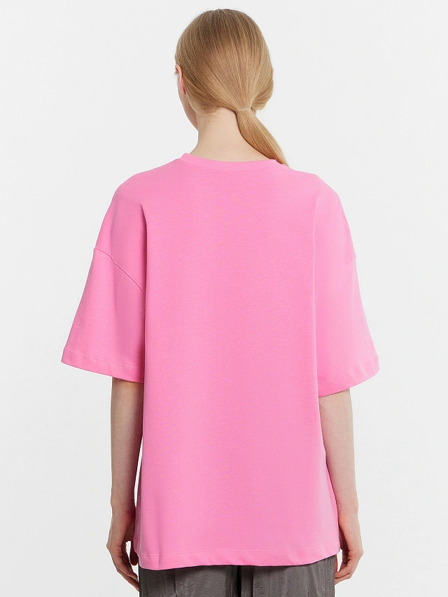 Футболка женская розовая с надписью "vibes" - 3