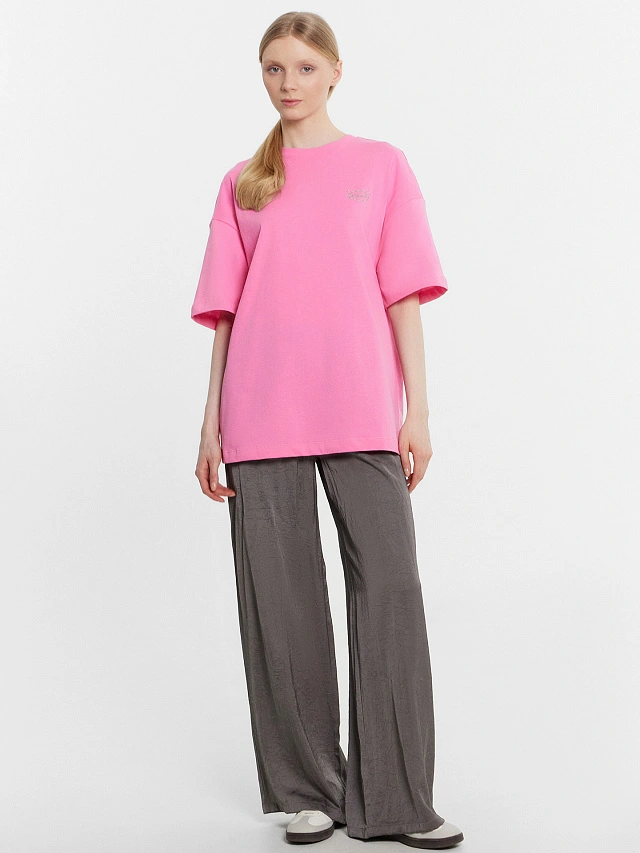 Футболка женская розовая с надписью "vibes" - 4