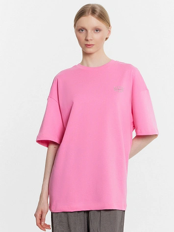 Футболка женская розовая с надписью "vibes"