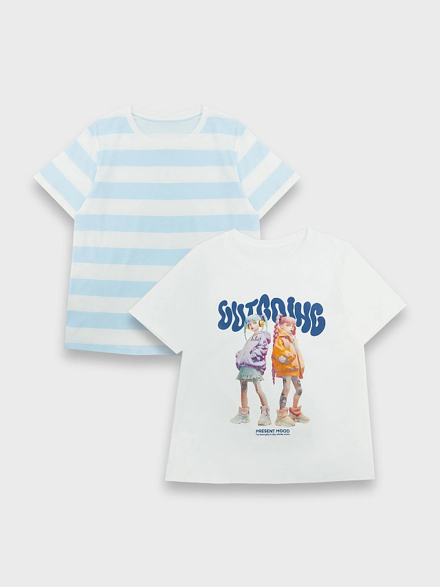 Футболка для девочек в наборе, 2 шт - 7