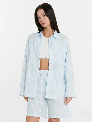 Шоры женские домашние голубые в полоску