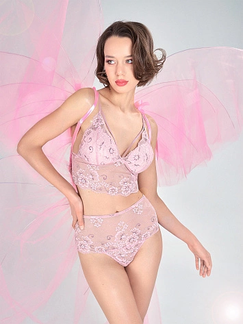Бюстье женское розовое кружевное