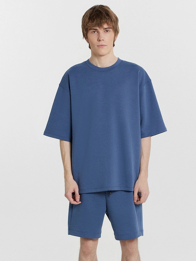 Комплект мужской синий: футболка и шорты - 3