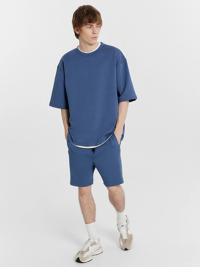 Комплект мужской синий: футболка и шорты - 8