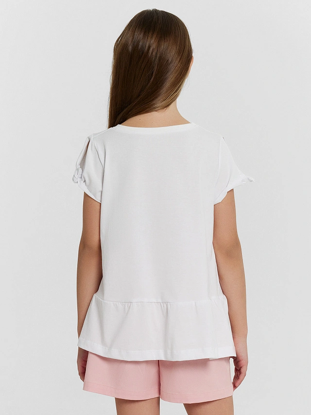 Блузка для девочек белая с принтом и надписью "see good in all things" - 6