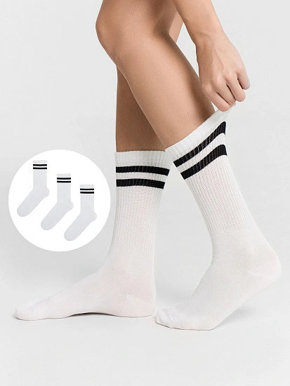 картинка Носки женские белые высокие в наборе, 3 пары от магазина стильной одежды Mark Formelle
