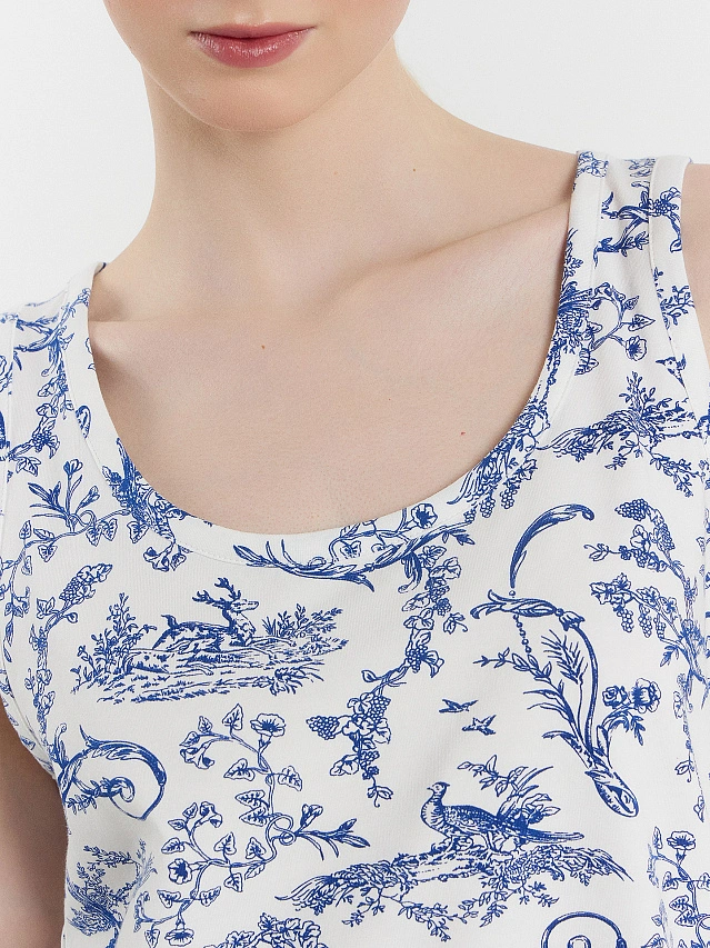 Комплект домашний женский белый с принтом и кружевом - 6