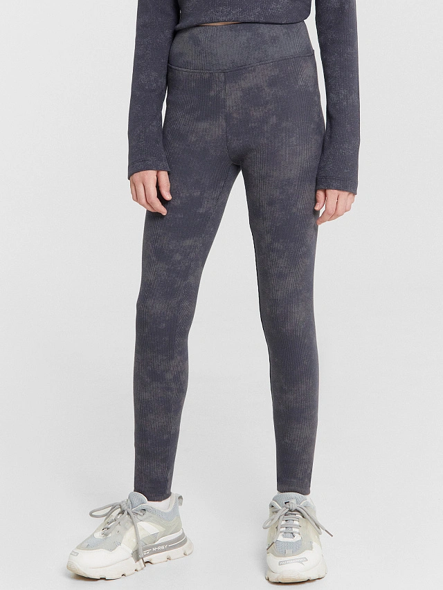 Легинсы для девочек серые с обработкой эйсид - 2