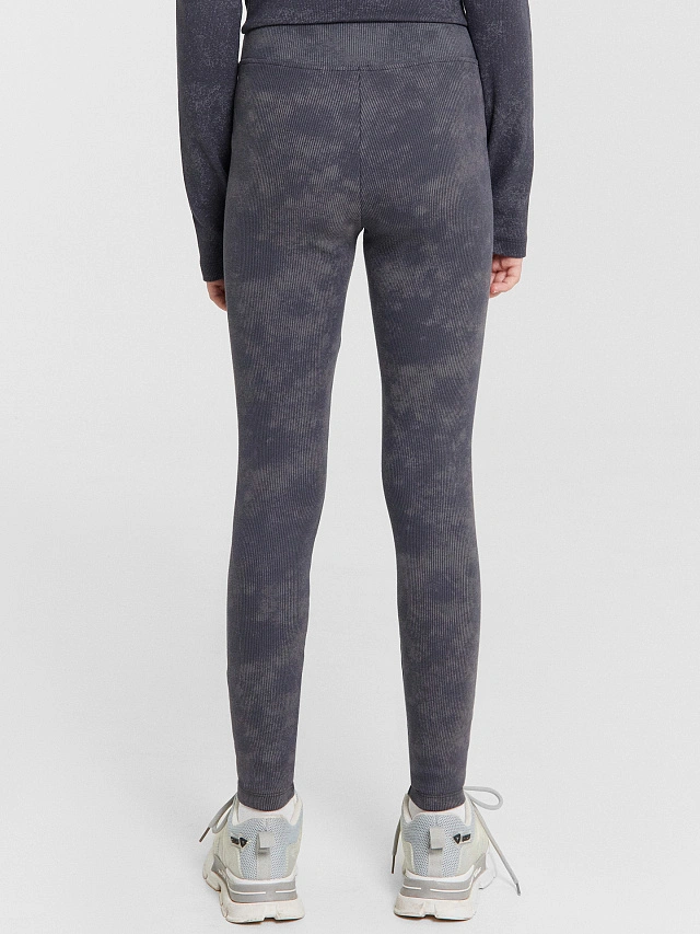 Легинсы для девочек серые с обработкой эйсид - 4