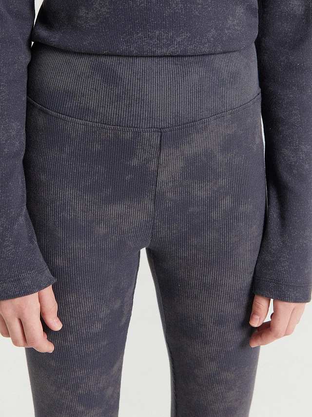 Легинсы для девочек серые с обработкой эйсид - 5