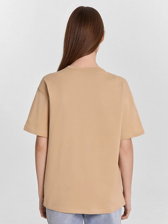 Футболка женская бежевая с надписью "tender heart" - 2