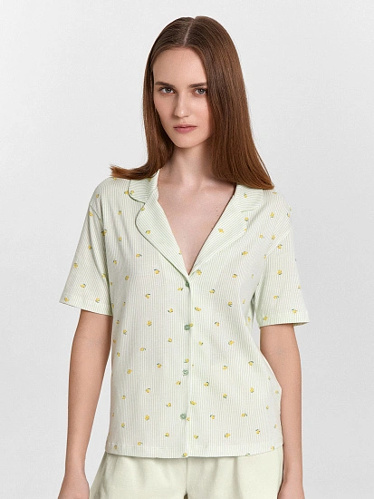 картинка Рубашка женская салатовая в полоску  от магазина стильной одежды Mark Formelle