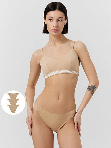 Трусы слипы женские бежевые в наборе, 3 шт