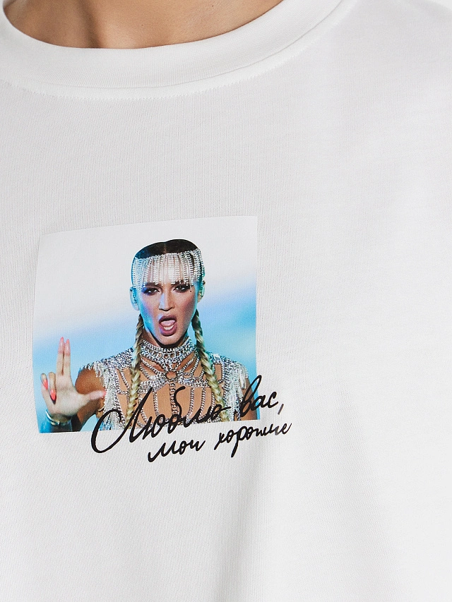 Футболка женская белая с принтом и надписью "Люблю вас, мои хорошие" - 4