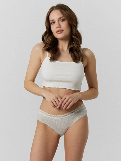 картинка Трусы слипы женские серые с кружевом от магазина стильной одежды Mark Formelle