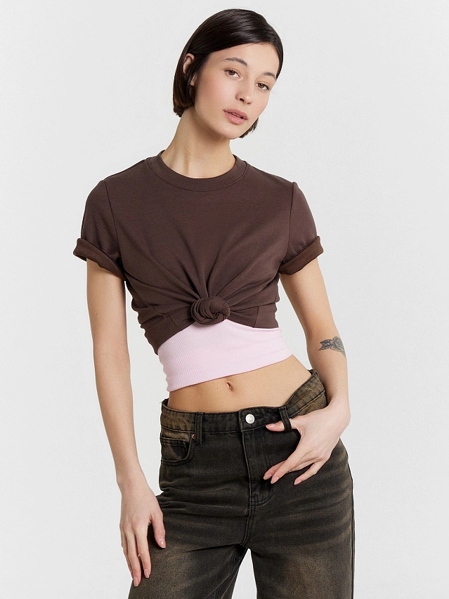 Футболка женская коричневая - 5