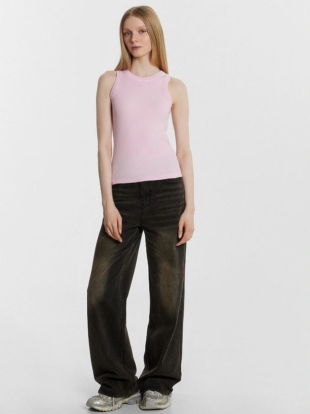 Топ женский розовый в рубчик - 3