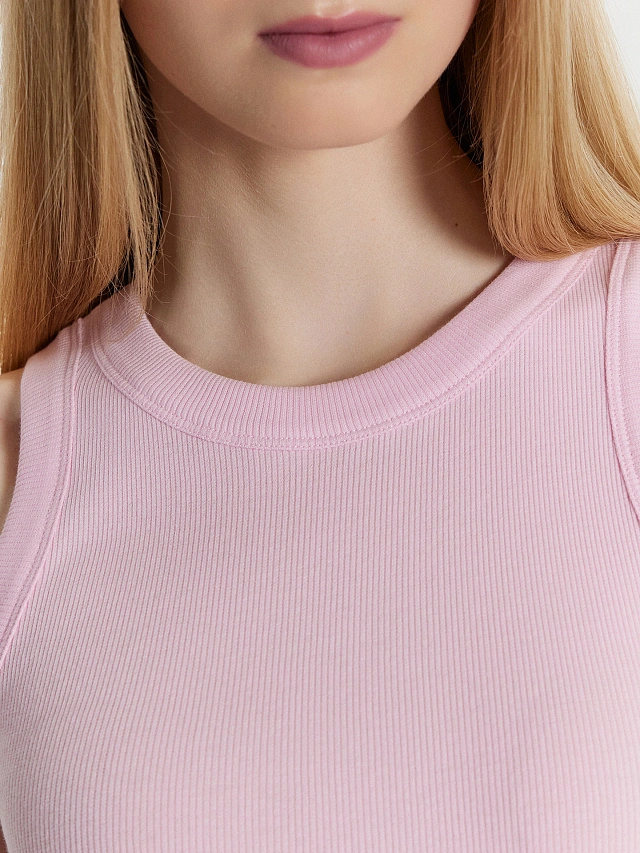 Топ женский розовый в рубчик - 4