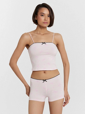 Комплект домашний женский розовый с бантиками