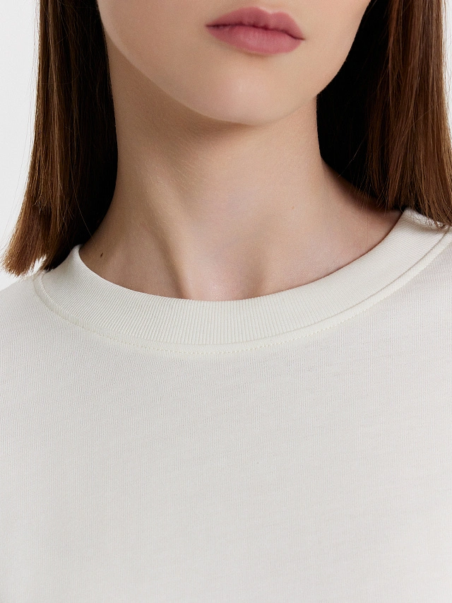 Футболка женская кремовая оверсайз - 4