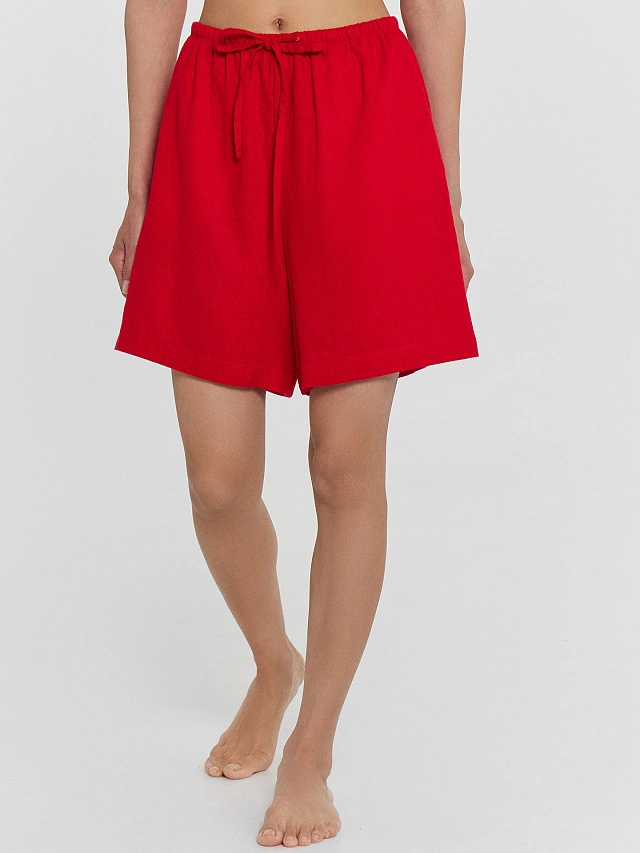 Комплект женский красный: рубашка и шорты - 5