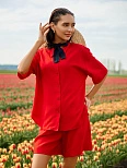 Комплект женский красный: рубашка и шорты