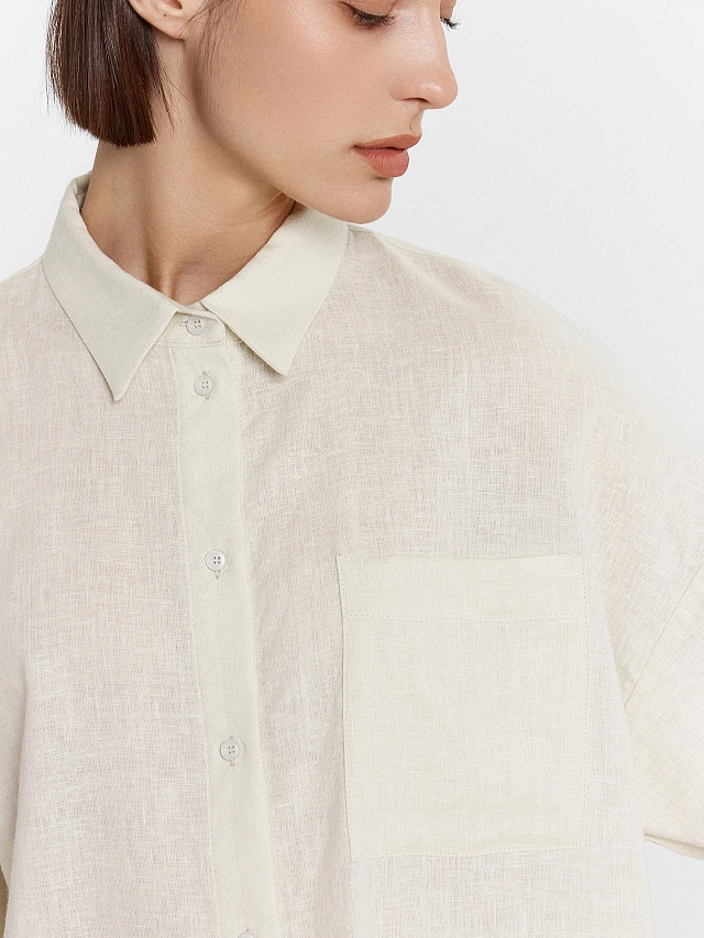 Рубашка домашняя женская кремовая - 6