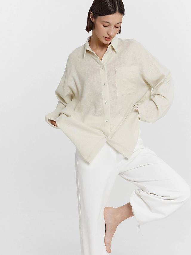 Рубашка домашняя женская кремовая - 2